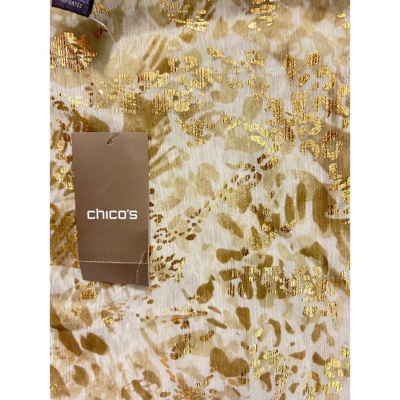 Chico's Travelers Collection Golden Animal Foil Top 1 Medium NWT - Picture 5 of 6